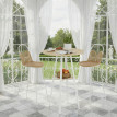 Table haute Rosvier ronde avec rangement bois naturel blanc