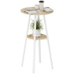 Table haute Rosvier ronde avec rangement bois naturel blanc