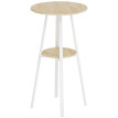 Table haute Rosvier ronde avec rangement bois naturel blanc