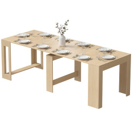 Meroria Table extensible console bois marron clair