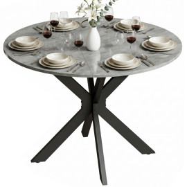 Table à manger pliante Elian ronde 2 à 6 personnes gris ciment