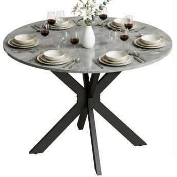 Table à manger pliante Elian ronde 2 à 6 personnes gris ciment