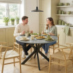 Table à manger pliante Elian ronde 2 à 6 personnes gris ciment