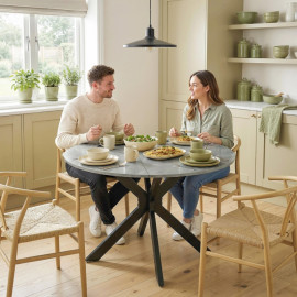 Table à manger pliante Elian ronde 2 à 6 personnes gris ciment