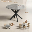 Table à manger pliante Elian ronde 2 à 6 personnes gris ciment