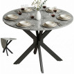 Table à manger pliante Elian ronde 2 à 6 personnes gris ciment
