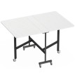 Table à manger pliante Harin 120 cm roulettes freinées industriel blanc noir