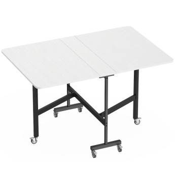 Table à manger pliante Harin 120 cm roulettes freinées industriel blanc noir