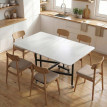 Table à manger pliante Harin 120 cm roulettes freinées industriel blanc noir