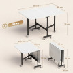 Table à manger pliante Harin 120 cm roulettes freinées industriel blanc noir