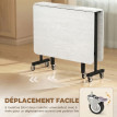 Table à manger pliante Harin 120 cm roulettes freinées industriel blanc noir