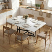 Table à manger pliante Harin 120 cm roulettes freinées industriel blanc noir