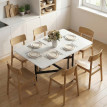 Table à manger pliante Harin 120 cm roulettes freinées industriel blanc noir