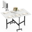 Table à manger pliante Harin 120 cm roulettes freinées industriel blanc noir