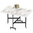 Table à manger pliante Harin 120 cm roulettes freinées industriel blanc noir