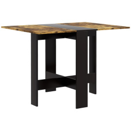 Table pliante Aubvium table de cuisine gain de place brun rustique noir