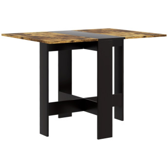 Table pliante Aubvium table de cuisine gain de place brun rustique noir