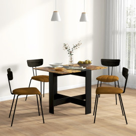 Table pliante Aubvium table de cuisine gain de place brun rustique noir