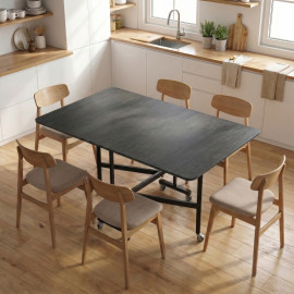 Table à Manger Celia Pliante sur Roulettes Industrielle Noir