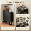 Table à Manger Celia Pliante sur Roulettes Industrielle Noir