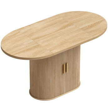 Table à manger Heloac ovale 6 personnes rangement chêne