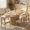 Table à manger Heloac ovale 6 personnes rangement chêne