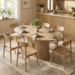 Table à manger Heloac ovale 6 personnes rangement chêne