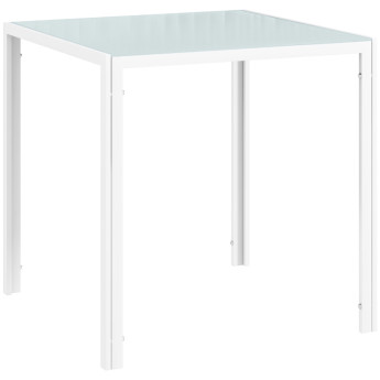 Ilen Table à manger en verre carrée 4 personnes blanc