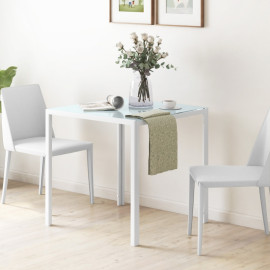 Ilen Table à manger en verre carrée 4 personnes blanc