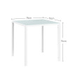 Ilen Table à manger en verre carrée 4 personnes blanc