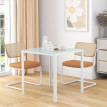 Ilen Table à manger en verre carrée 4 personnes blanc