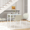 Ilen Table à manger en verre carrée 4 personnes blanc