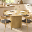 Table à manger ronde Elreys moderne 110 cm chêne