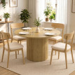 Table à manger ronde Elreys moderne 110 cm chêne