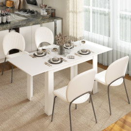 Table extensible Isioay table cuisine salle à manger 6 à 8 personnes blanc