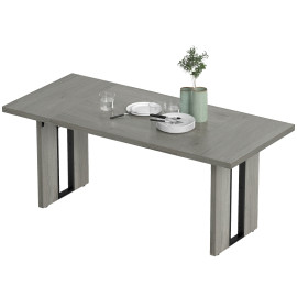 Table à Manger Aubea Industrielle Bois Acier Gris