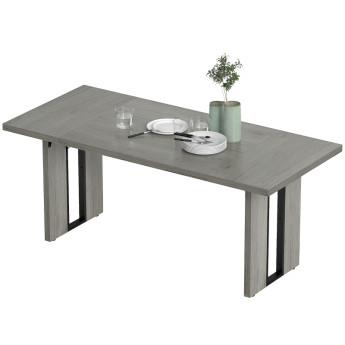 Table à Manger Aubea Industrielle Bois Acier Gris