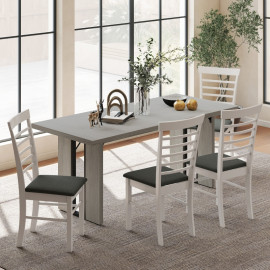 Table à Manger Aubea Industrielle Bois Acier Gris