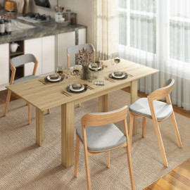 Table de salle à manger Celenine extensible 6 à 8 personnes bois naturel