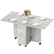 Table à manger pliante Galier extensible rangement roulettes Gris ciment