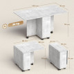 Table à manger pliante Galier extensible rangement roulettes Gris ciment