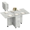 Table à manger pliante Galier extensible rangement roulettes Gris ciment