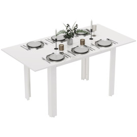 Table à manger Teranenne extensible moderne 4 6 personnes blanc