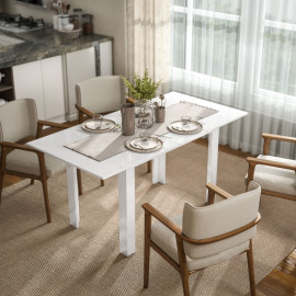 Table à manger Teranenne extensible moderne 4 6 personnes blanc