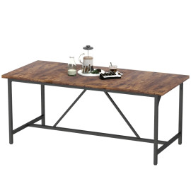 Table à manger Aurio industrielle 6 à 8 personnes marron rustique