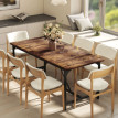 Table à manger Aurio industrielle 6 à 8 personnes marron rustique