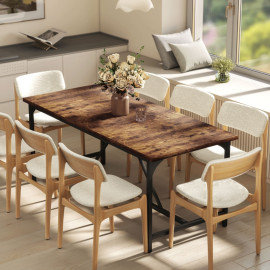Table à manger Aurio industrielle 6 à 8 personnes marron rustique