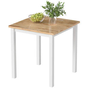 Estuas Table à manger compacte bois de caoutchouc chêne blanc