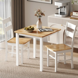 Estuas Table à manger compacte bois de caoutchouc chêne blanc