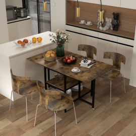 Palia Table à manger pliante industrielle marron noir